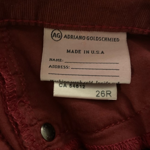 AG burgundy corduroy “the Legging” Super Skinny - Picture 7 of 7